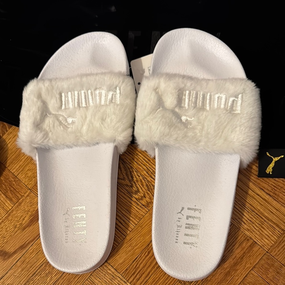 Puma Women's White Furry Slides